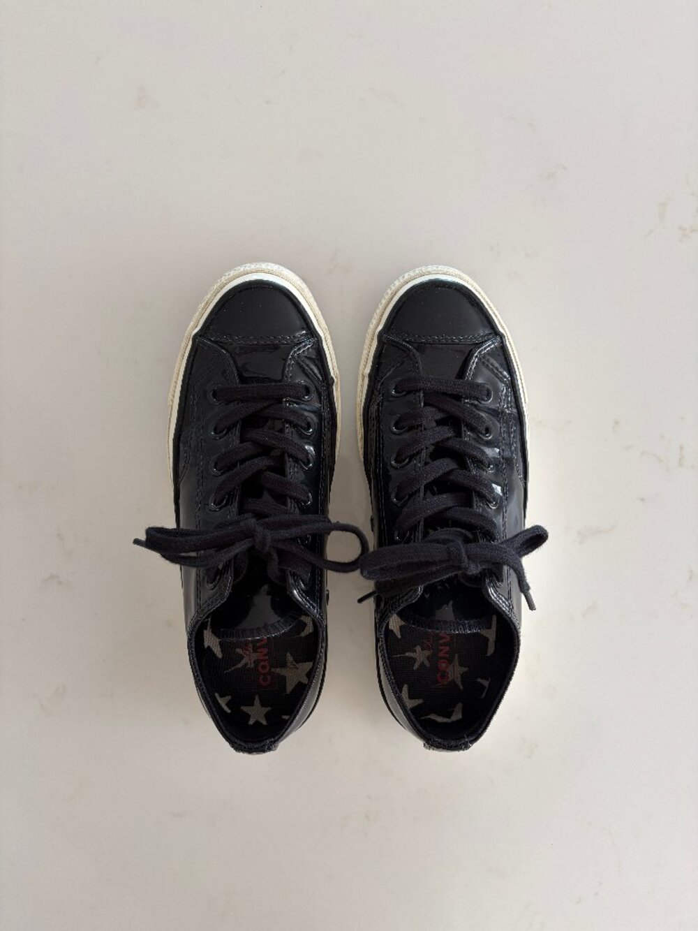 CONVERSE Black Patent Low Top Sneakers